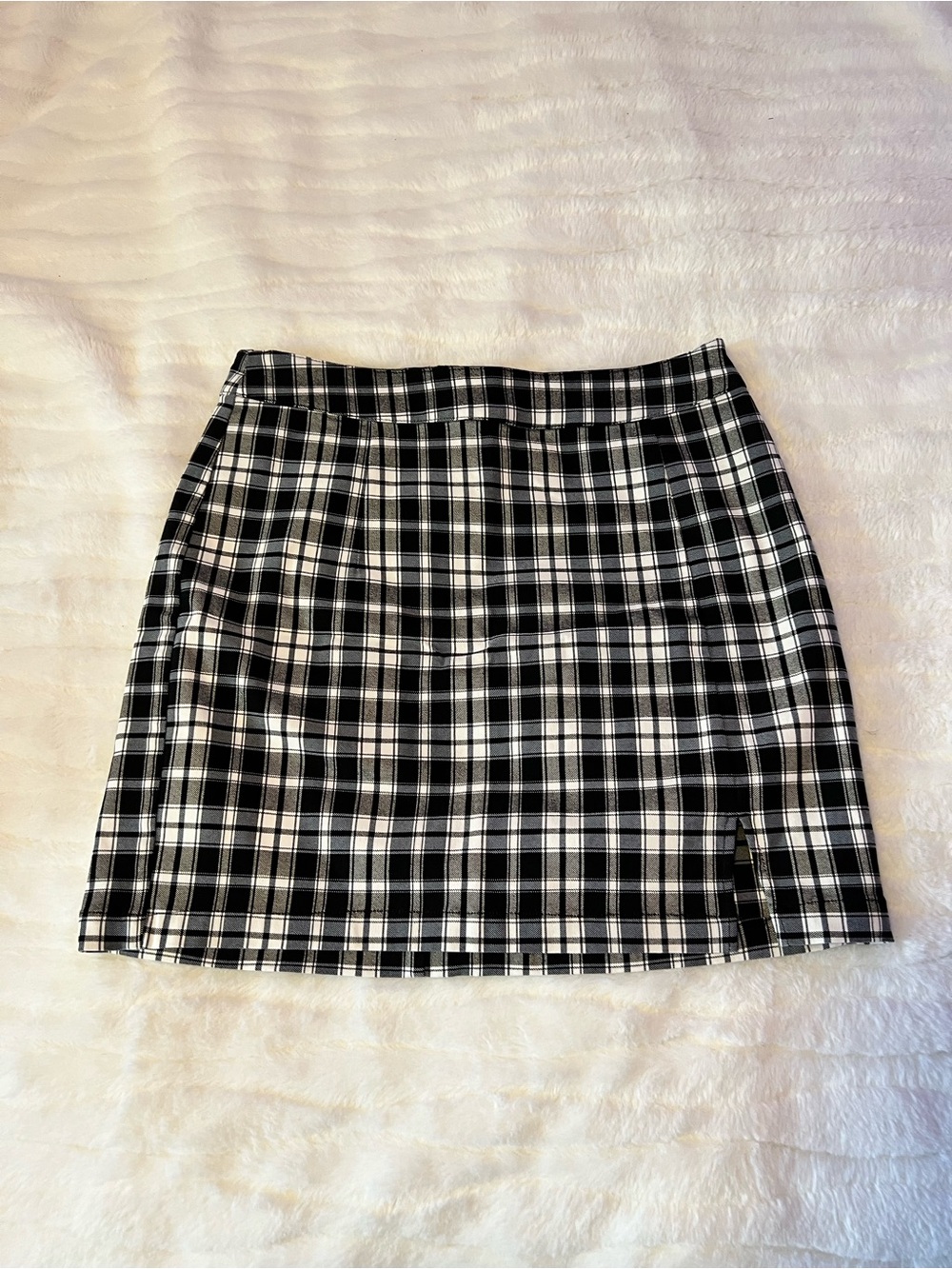 Garage Black and White Plaid Mini Skirt
